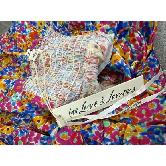 NWT For Love & Lemons Sasha Mini Dress Blue Dizzy Floral - Picture 8 of 14